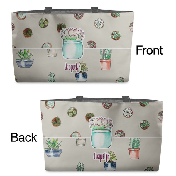 Cactus Tote w/Black Handles - Front & Back Views