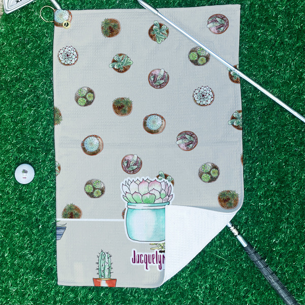 Cactus Waffle Weave Golf Towel - In Context