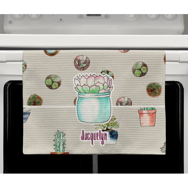 Cactus Waffle Weave Towel - Full Color Print - Lifestyle2 Image