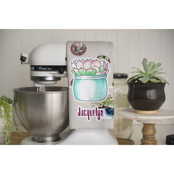 Cactus Waffle Weave Towel - Full Color Print - Lifestyle Image