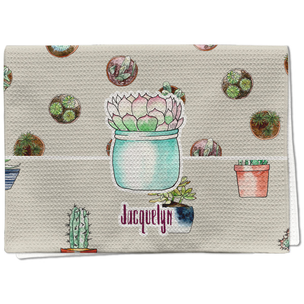 Custom Cactus Kitchen Towel - Waffle Weave - Full Color Print (Personalized)