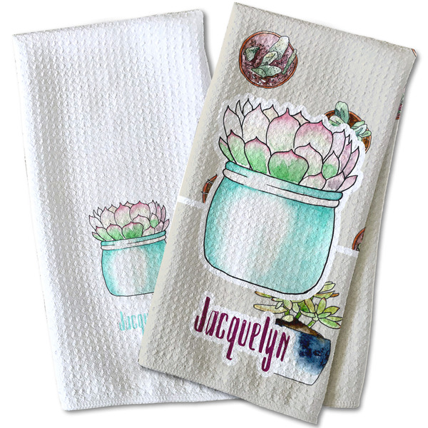 Cactus Waffle Weave Towels - Two Print Styles
