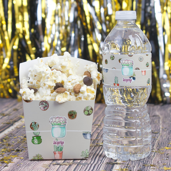 Cactus Water Bottle Label - w/ Favor Box