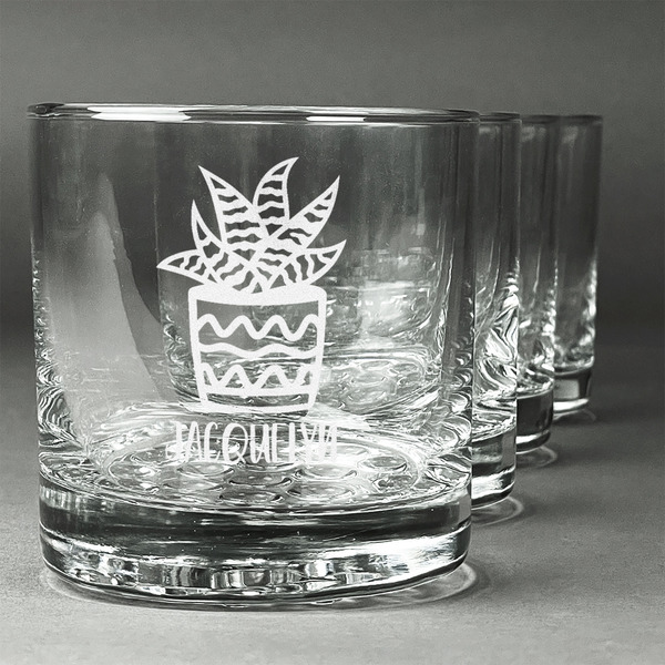 Custom Cactus Whiskey Glasses (Set of 4) (Personalized)