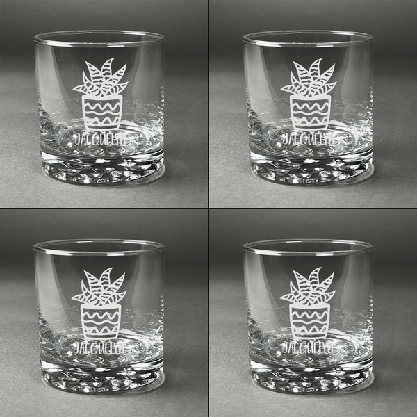 Cactus Whiskey Glasses - Set of 4 all Engraved