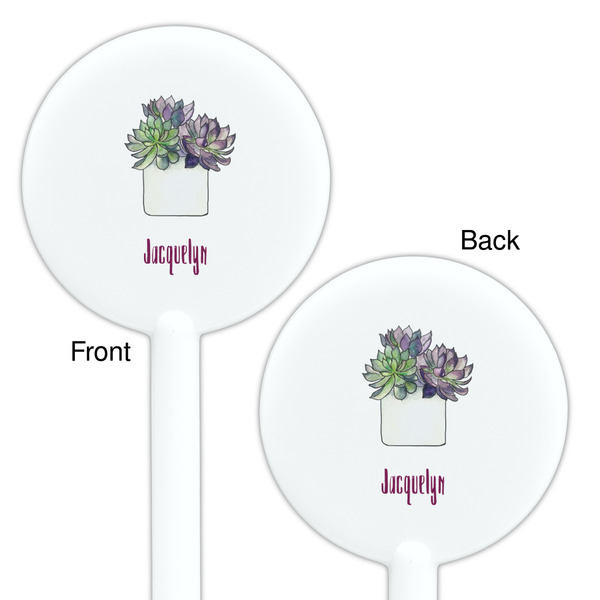 Cactus White Plastic 5.5" Stir Stick - Double Sided - Round - Front & Back