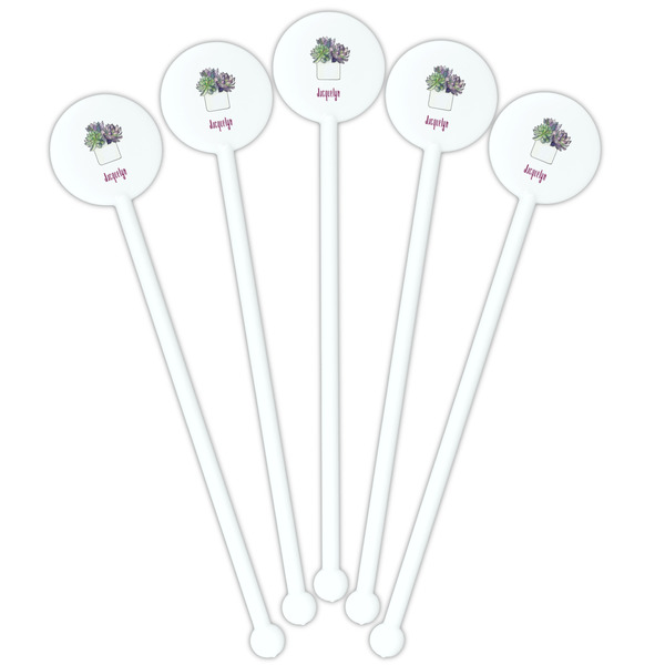 Cactus White Plastic 5.5" Stir Stick - Fan View