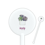 Cactus 5.5" Round Plastic Stir Sticks - White - Single Sided (Personalized)