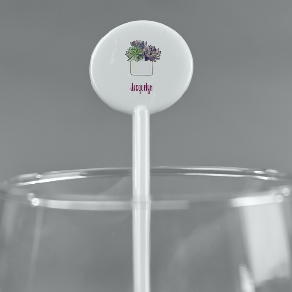 Cactus White Plastic 5.5" Stir Stick - Round - Main