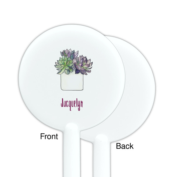 Cactus White Plastic 5.5" Stir Stick - Single Sided - Round - Front & Back