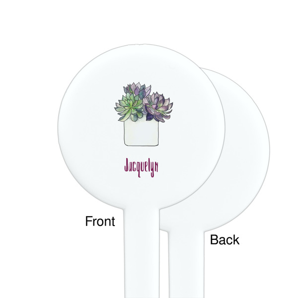 Cactus White Plastic 7" Stir Stick - Single Sided - Round - Front & Back