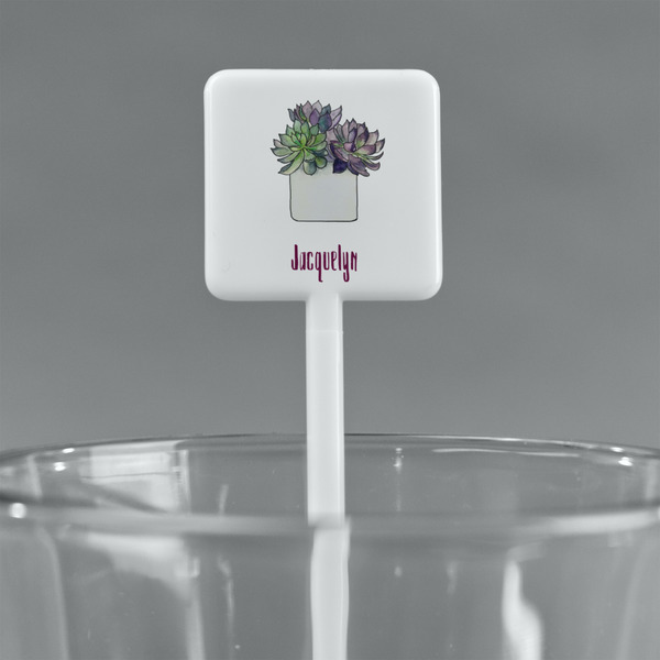 Cactus White Plastic Stir Stick - Square - Main