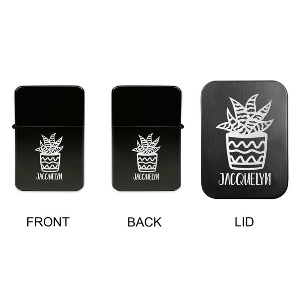 Cactus Windproof Lighters - Black, Double Sided, w Lid - APPROVAL