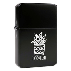 Cactus Windproof Lighter - Black - Single Sided (Personalized)