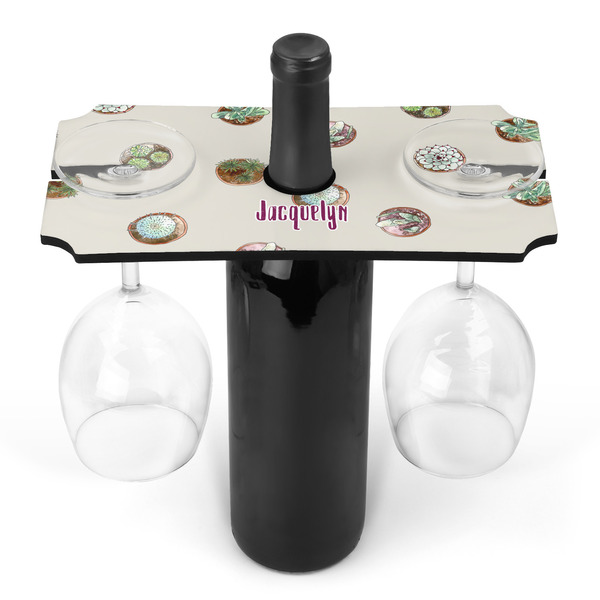 Custom Cactus Wine Bottle & Glass Holder (Personalized)