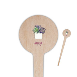 Cactus 4" Round Wooden Food Picks - Single Sided (Personalized)