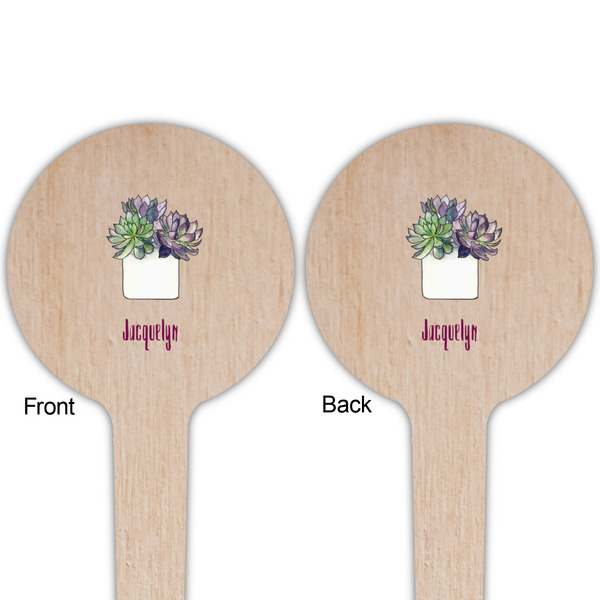 Cactus Wooden 4" Food Pick - Round - Double Sided - Front & Back