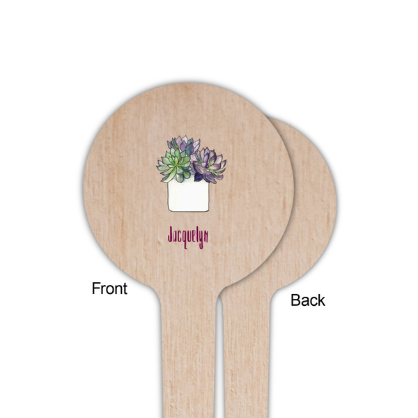 Cactus Wooden 4" Food Pick - Round - Single Sided - Front & Back