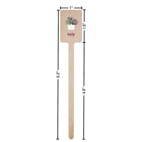 Cactus Wooden 6.25" Stir Stick - Rectangular - Dimensions