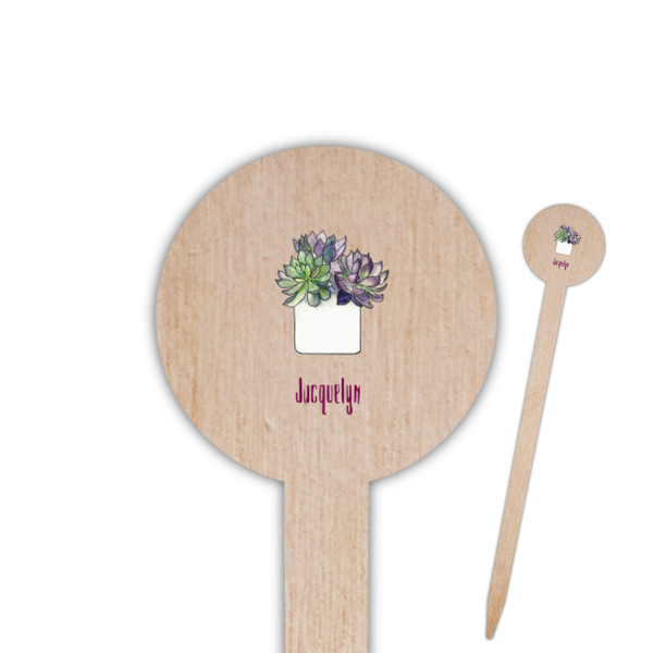 Custom Cactus Round Wooden Food Picks (Personalized)