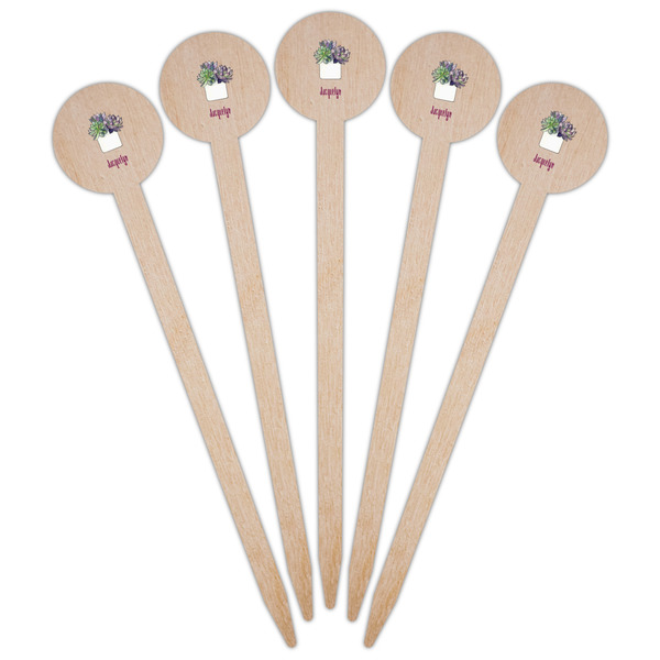 Cactus Wooden 6" Food Pick - Round - Fan View