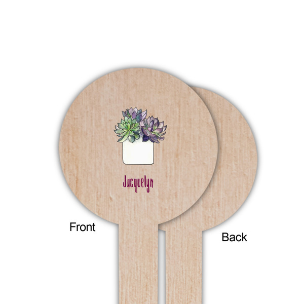 Cactus Wooden 6" Food Pick - Round - Single Sided - Front & Back