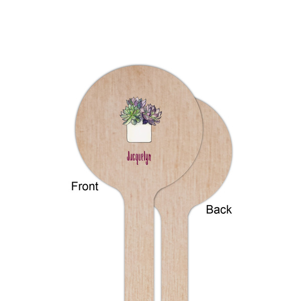 Cactus Wooden 6" Stir Stick - Round - Single Sided - Front & Back