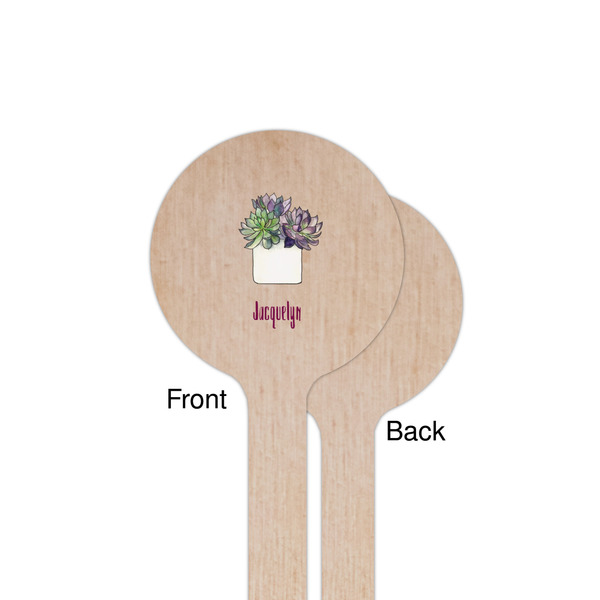 Cactus Wooden 7.5" Stir Stick - Round - Single Sided - Front & Back