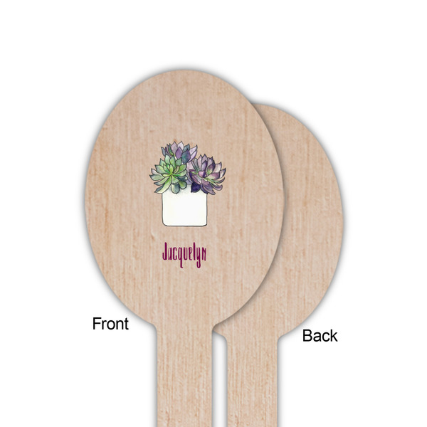 Cactus Wooden Food Pick - Oval - Single Sided - Front & Back