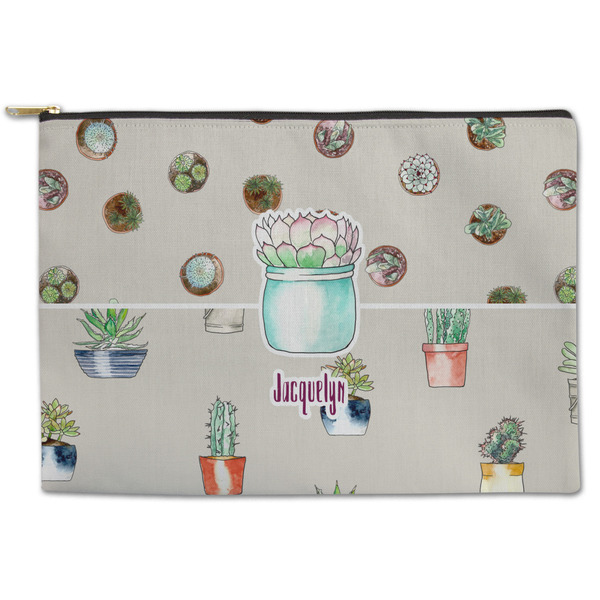 Custom Cactus Zipper Pouch - Large - 12.5"x8.5" (Personalized)