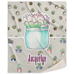 Cactus Sherpa Throw Blanket - 60"x80" (Personalized)