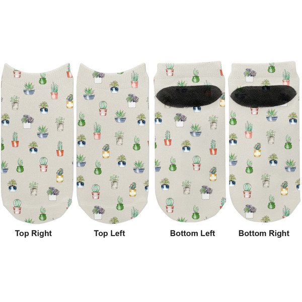 Succulents Adult Ankle Socks - Double Pair - Front and Back - Apvl