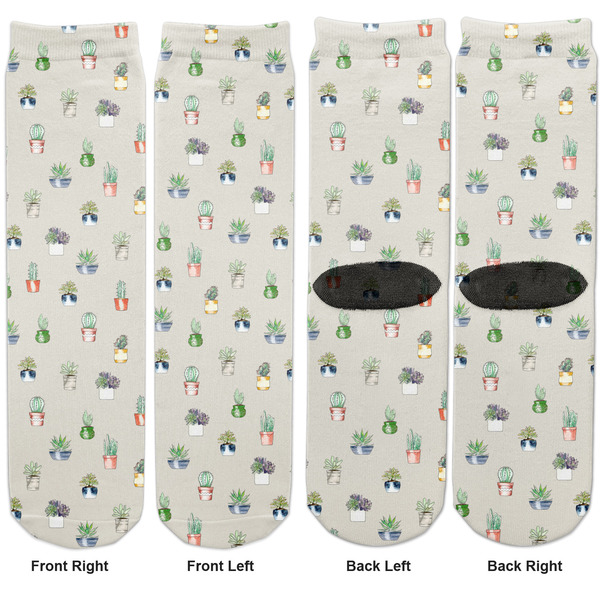 Succulents Adult Crew Socks - Double Pair - Front and Back - Apvl