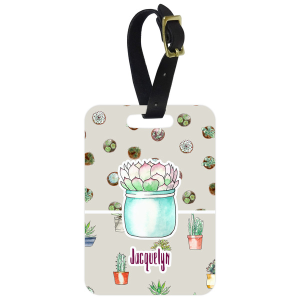 Custom Cactus Metal Luggage Tag w/ Name or Text