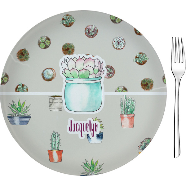 Custom Cactus Glass Appetizer / Dessert Plate 8" (Personalized)