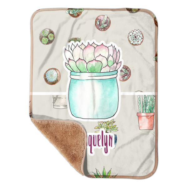 Custom Cactus Sherpa Baby Blanket - 30" x 40" w/ Name or Text