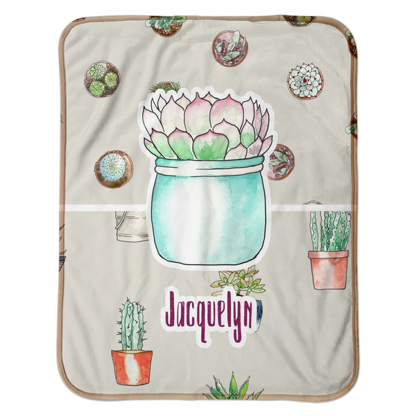 Succulents Baby Sherpa Blanket - Flat