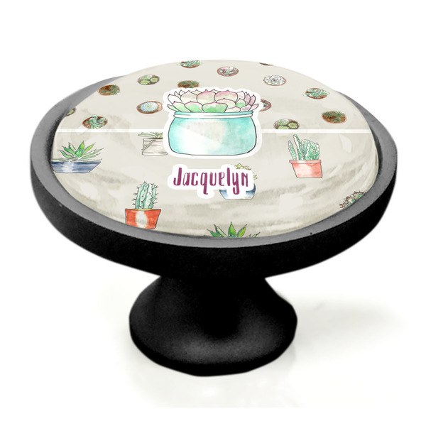 Succulents Black Custom Cabinet Knob (Side)