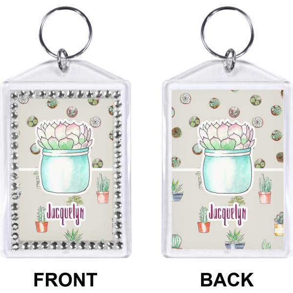 Succulents Bling Keychain (Front + Back)