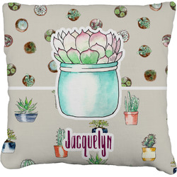 Cactus Faux-Linen Throw Pillow (Personalized)