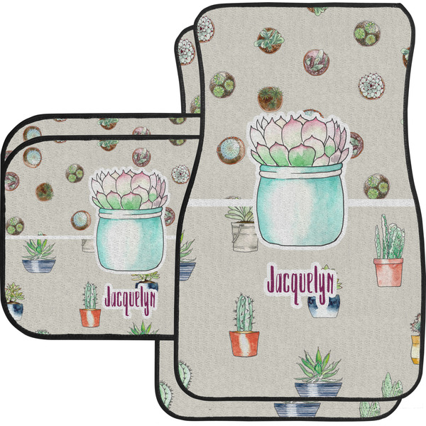 Custom Cactus Car Floor Mats Set - 2 Front & 2 Back (Personalized)