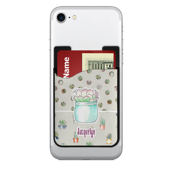 Custom Cactus 2-in-1 Cell Phone Credit Card Holder & Screen Cleaner (Personalized)
