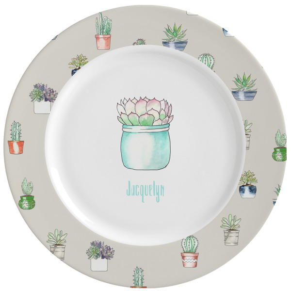 Custom Cactus Ceramic Dinner Plates (Set of 4) (Personalized)
