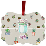 Cactus Metal Frame Ornament - Double Sided w/ Name or Text