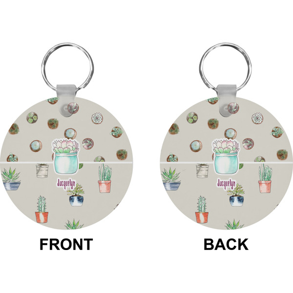 Succulents Circle Keychain (Front + Back)