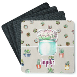Cactus Square Rubber Backed Coasters - Set of 4 (Personalized)