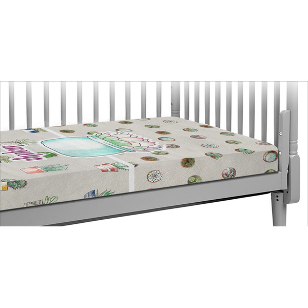 Custom Cactus Crib Fitted Sheet (Personalized)