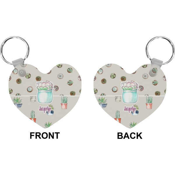 Succulents Heart Keychain (Front + Back)