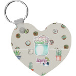 Cactus Heart Plastic Keychain w/ Name or Text