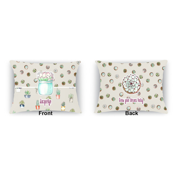 Succulents Indoor Rectangular Burlap Pillow (Front and Back)